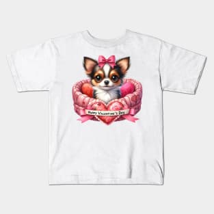Valentine Chihuahua Dog in Bed Kids T-Shirt